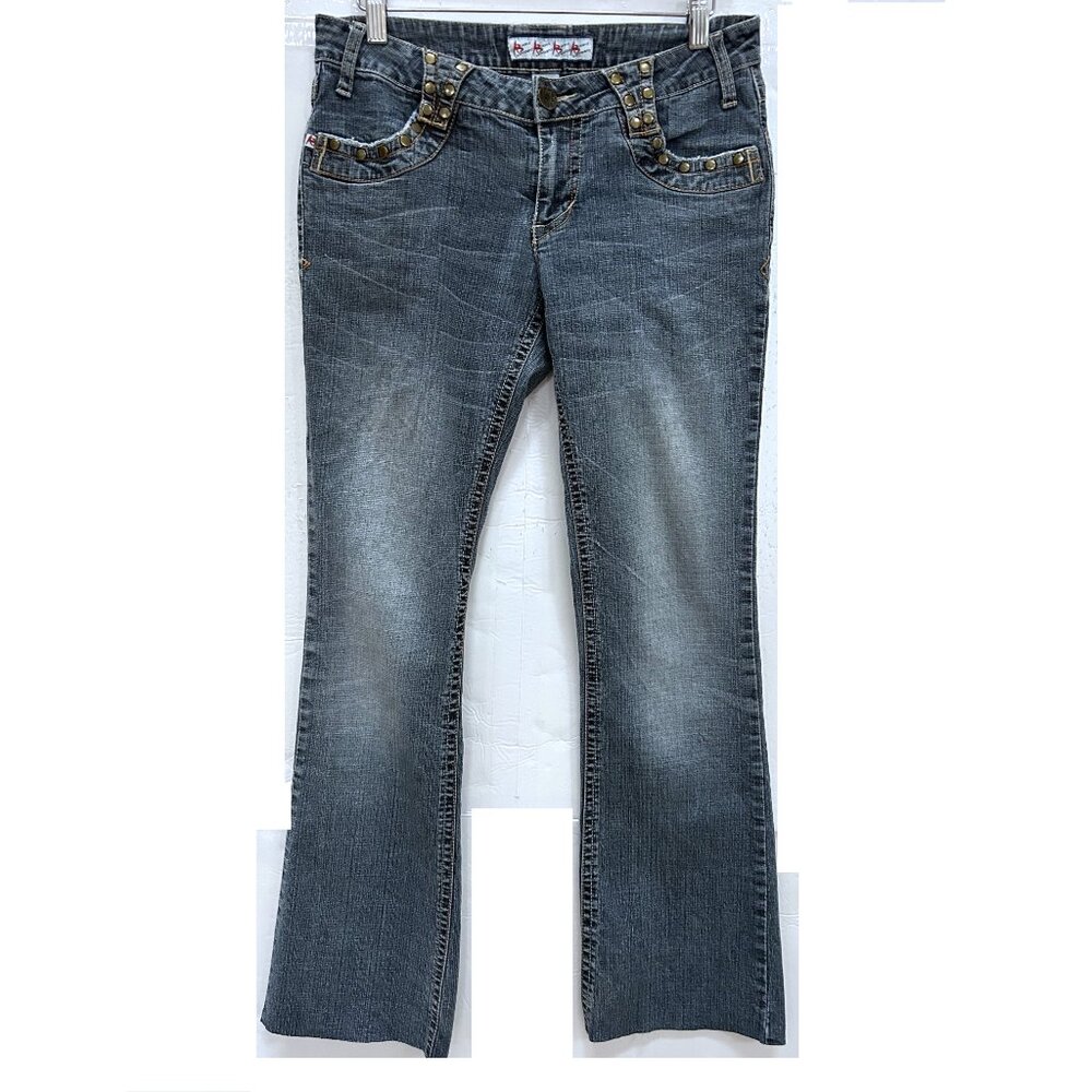 AB Flare Bootcut Jeans Blue Denim metal studs